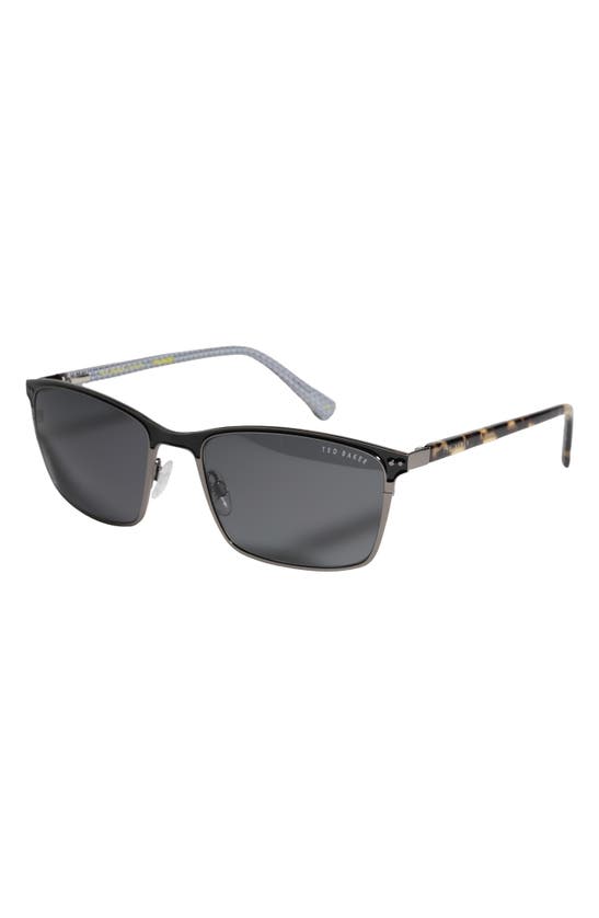 Ted Baker 57mm Polarized Rectangle Sunglasses In Black