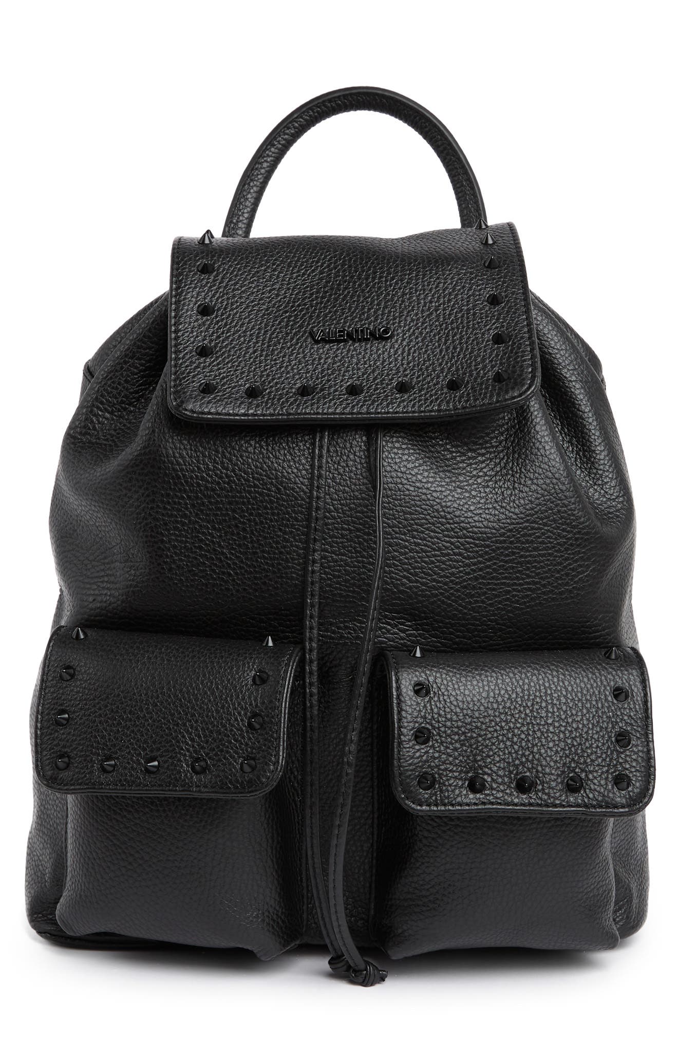 valentino black leather backpack