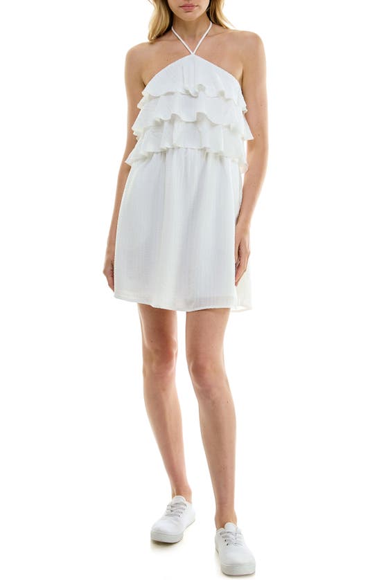 Shop Speechless Tiered Halter Seersucker Minidress In White
