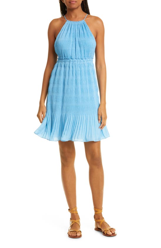 Rebecca Taylor Pleated Voile Dress In Cerulean