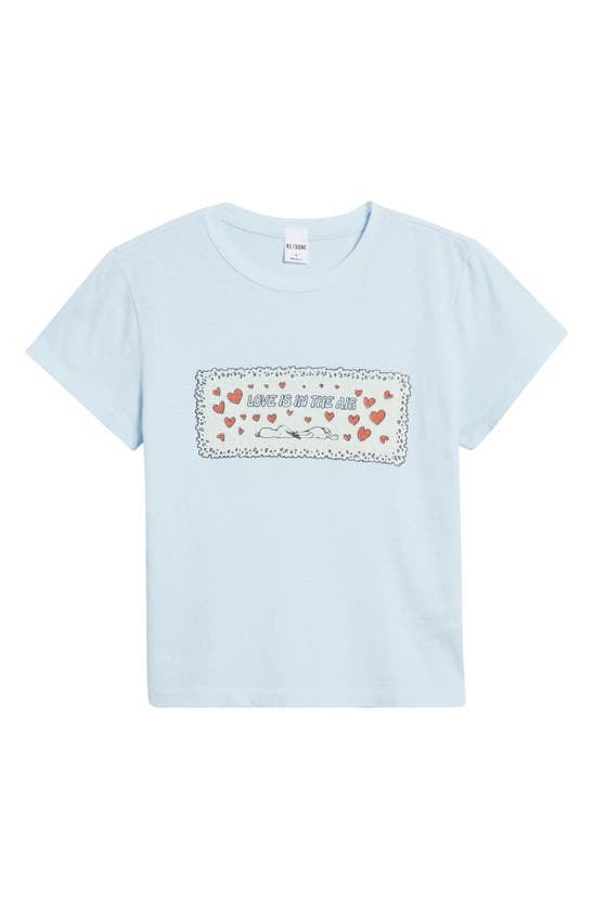 Shop Re/done Peanuts® Snoopy Love Cotton Graphic T-shirt In Baby Blue