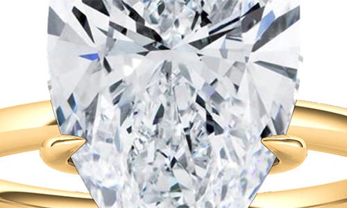 Hautecarat Pear Cut Lab Created Diamond Ring In 2.50 Ctw 18k Yellow Gold