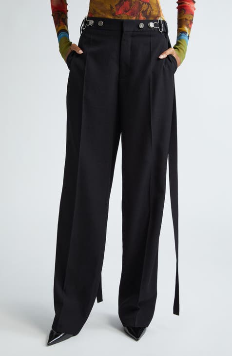 Overall Buckle Tab Wool Trousers