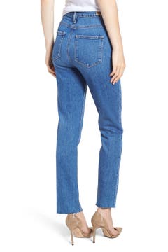 PAIGE Vintage Hoxton High Waist Slim Raw Hem Jeans (Birdie) | Nordstrom