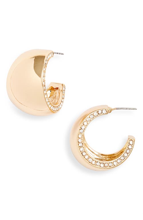 Shop Open Edit Pavé Wide Hoop Earrings In Clear- Gold