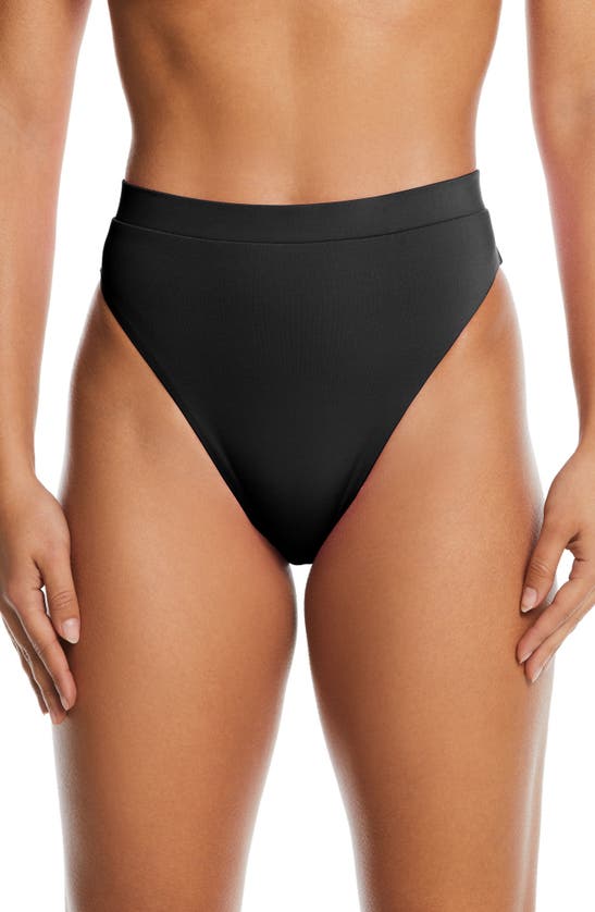 Shop Nike Essential High Waist Bikini Bottoms In Black