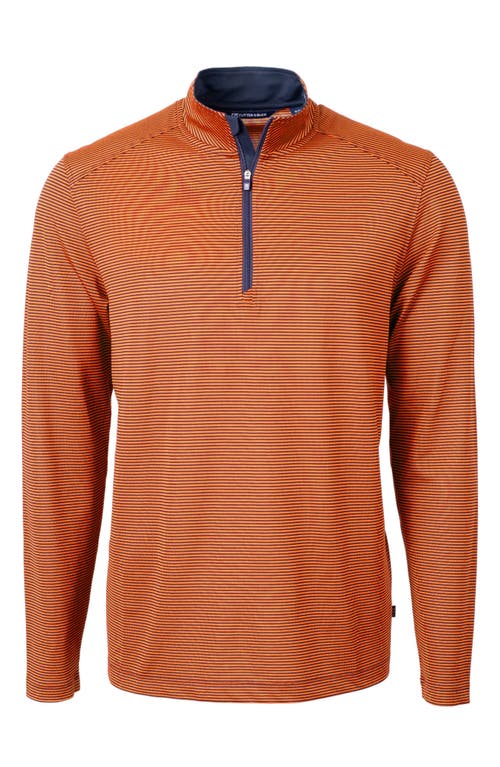 Cutter & Buck Virtue Piqué Quarter Zip Pullover In College Orange/navy Blue