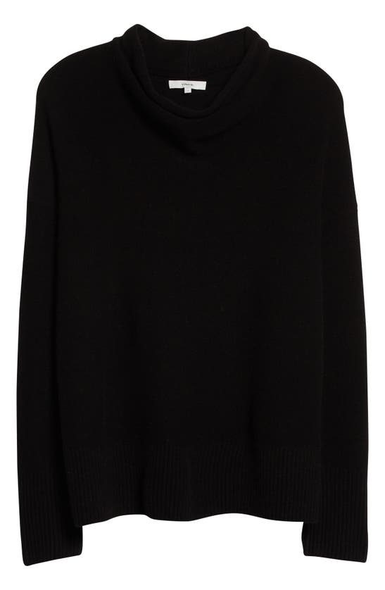 Vince Cowl Neck Boiled Cashmere Sweater In Black