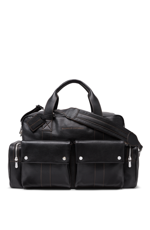 Shop Brunello Cucinelli Grained Calfskin Leisure Bag In Black