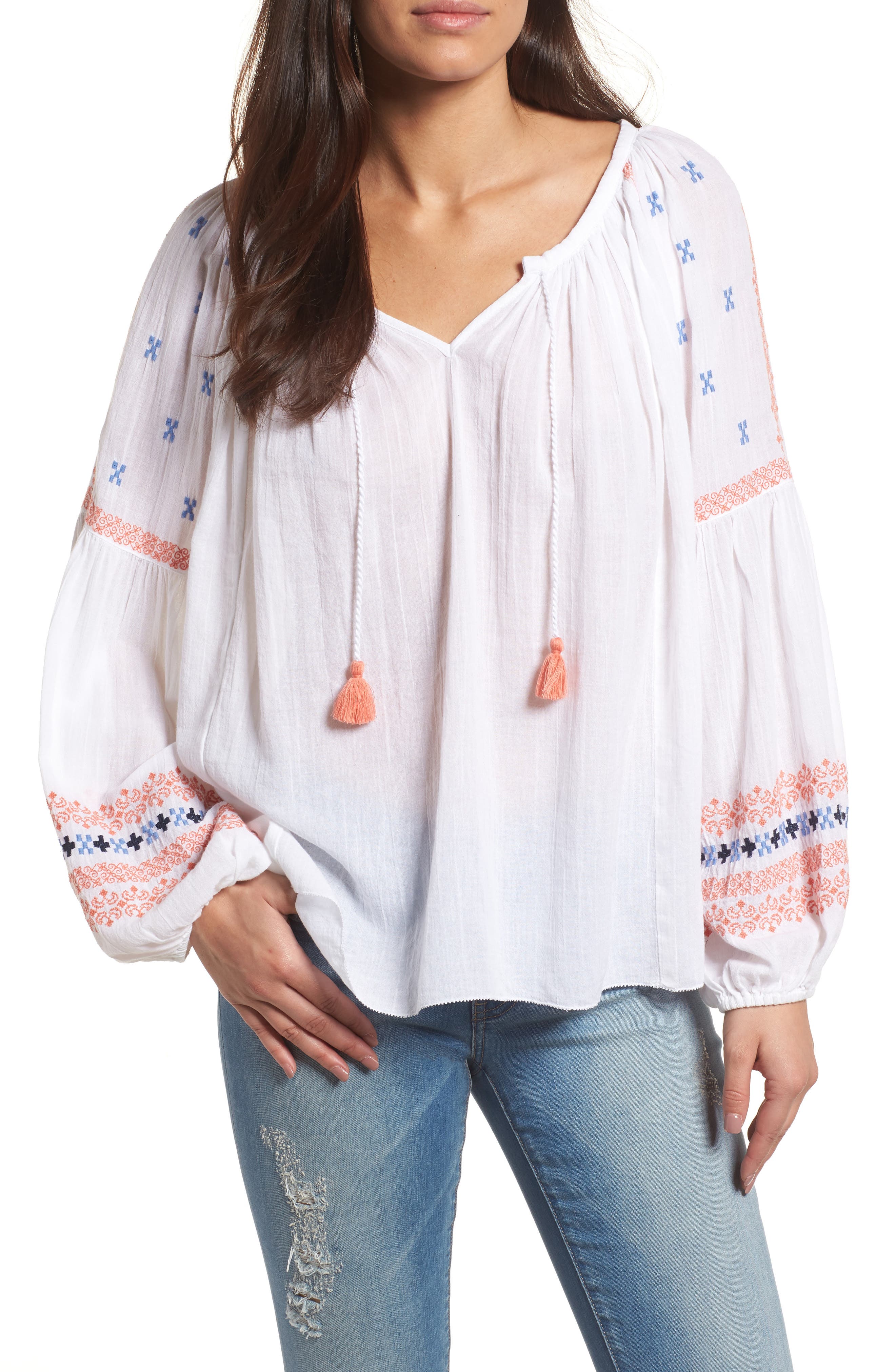 embroidered peasant top