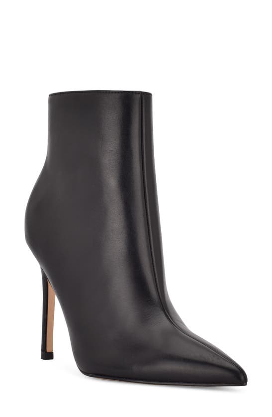 Nine West Farrah Leather Stiletto Bootie In Black Leather