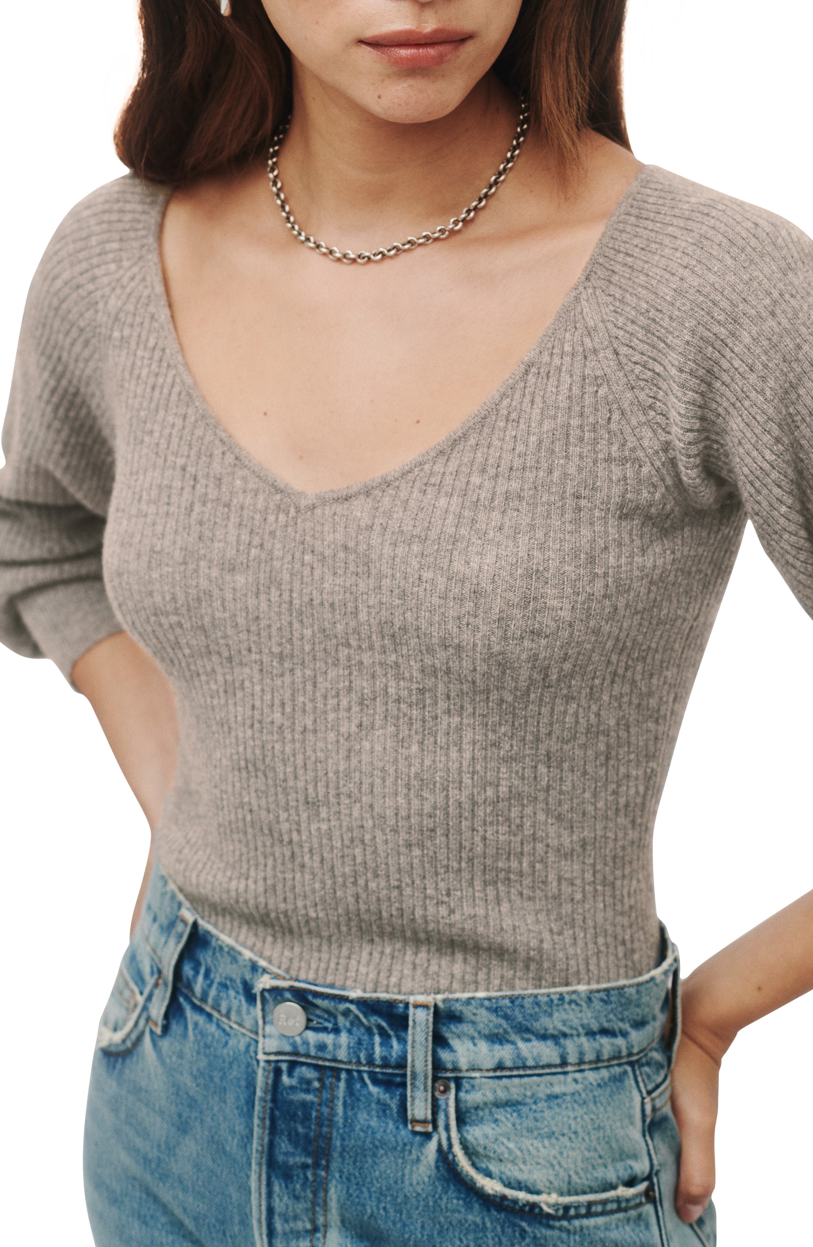 Reformation Hart Wide Neck Sweater in Dark Grey at Nordstrom, Size X-Small