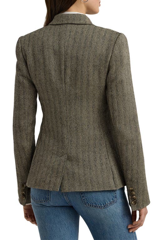 Shop Lauren Ralph Lauren Herringbone Tweed Blazer In Black/cream