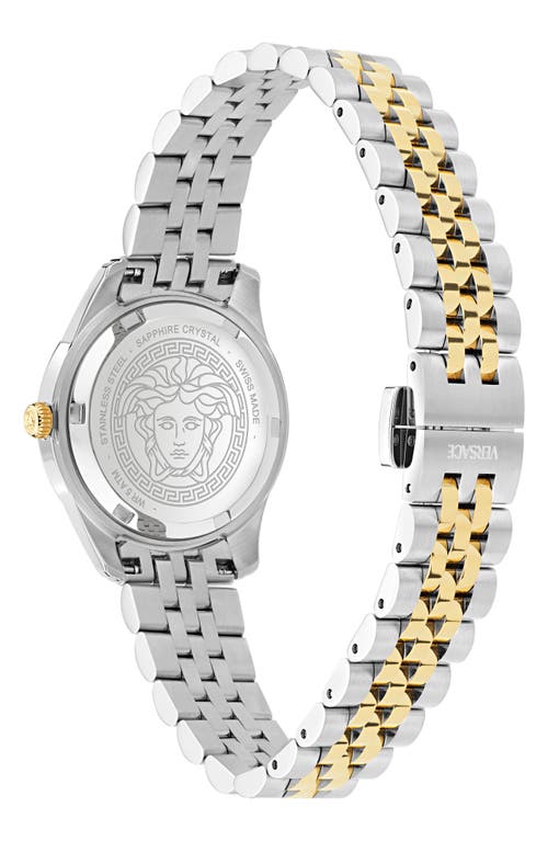 Shop Versace Petite Greca Time Bracelet Watch, 30mm In Ip Two Tone Green