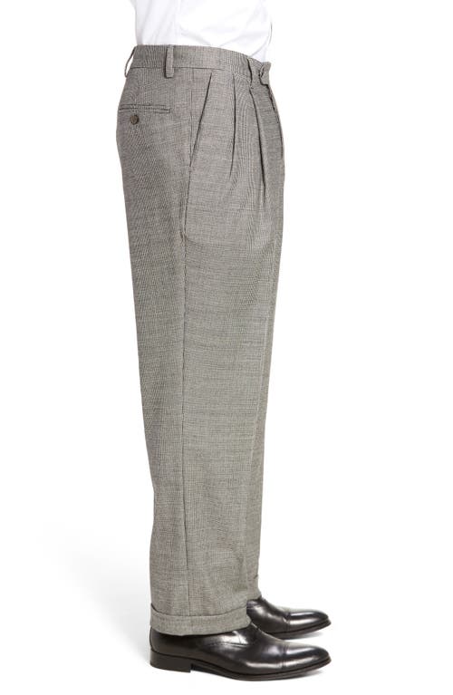 Shop Berle Touch Finish Pleated Houndstooth Classic Fit Stretch Wool Dress Pants In Black/white