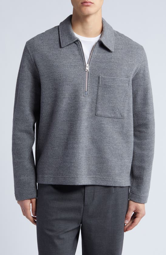 Cos Relaxed Fit Wool Blend Half Zip Sweatshirt In Grey Medium Dusty