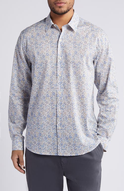 Danjo Lasenby Floral Cotton Button-Up Shirt in Light Blue