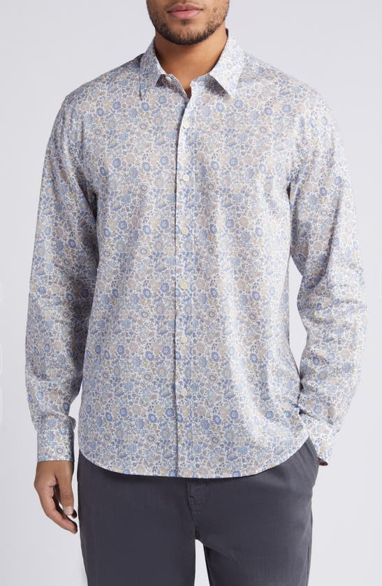 Shop Liberty London Danjo Lasenby Floral Cotton Button-up Shirt In Light Blue