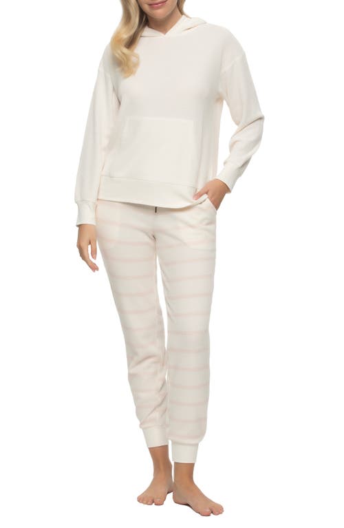 Felina Jolie Thermal Knit Hoodie Pajamas In Whisper White