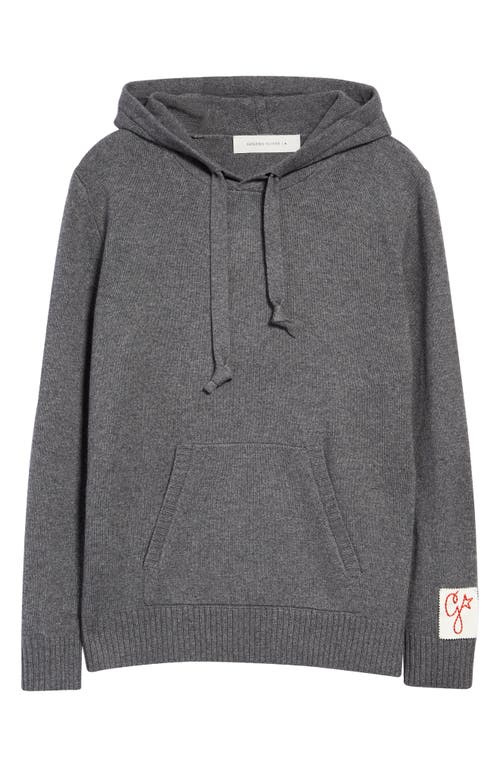 Golden Goose Logo Patch Cashmere & Wool Hoodie Sweater in Grey