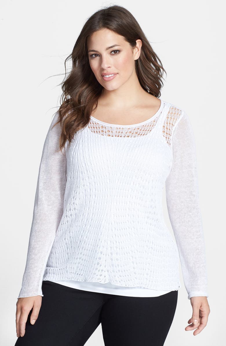 Eileen Fisher Organic Linen Scoop Neck Top (Plus Size) | Nordstrom