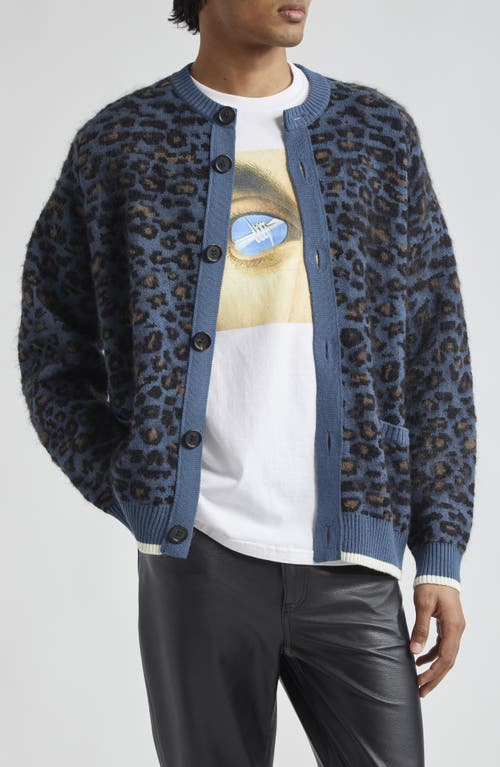 Undercover Leopard Jacquard Cardigan in Bluebase at Nordstrom, Size 2