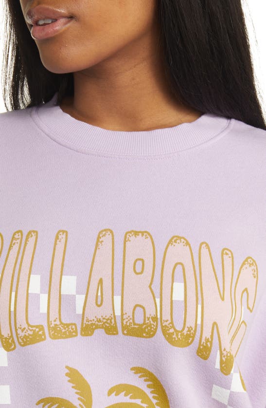 Shop Billabong Ride In Cotton Blend Graphic Sweatshirt In Peaceful Lilac