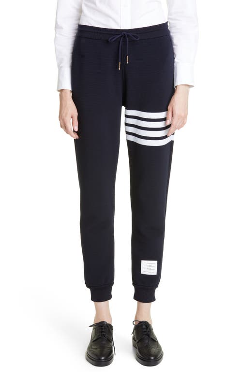 Thom Browne 4-Bar Detail Ottoman Rib Cotton Joggers in Navy at Nordstrom, Size 12 Us