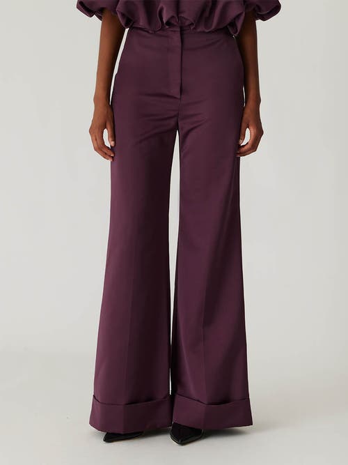 Shop Rebecca Taylor Techy Sateen Wide Leg Pant In Plum