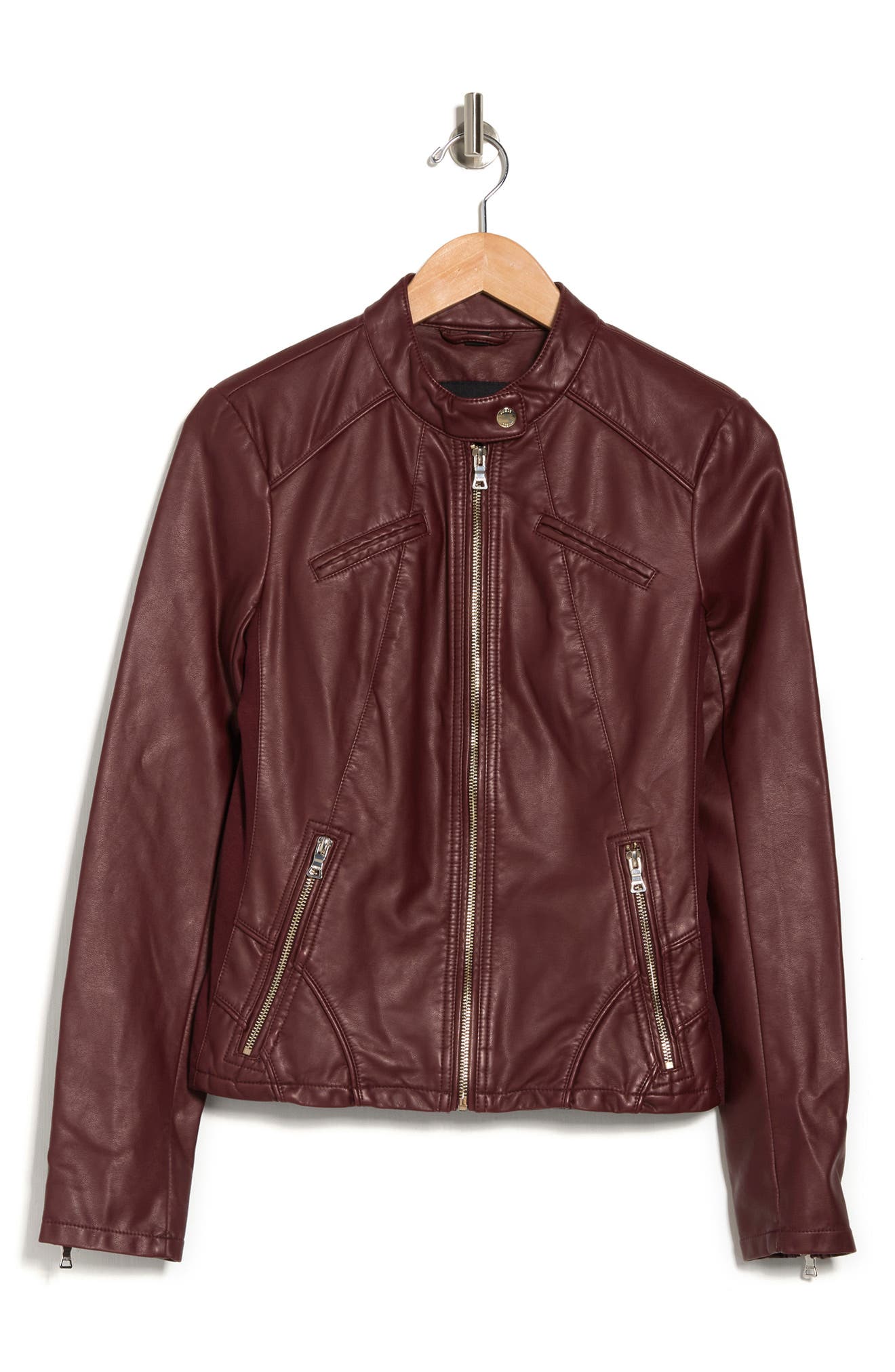 guess maroon leather jacket