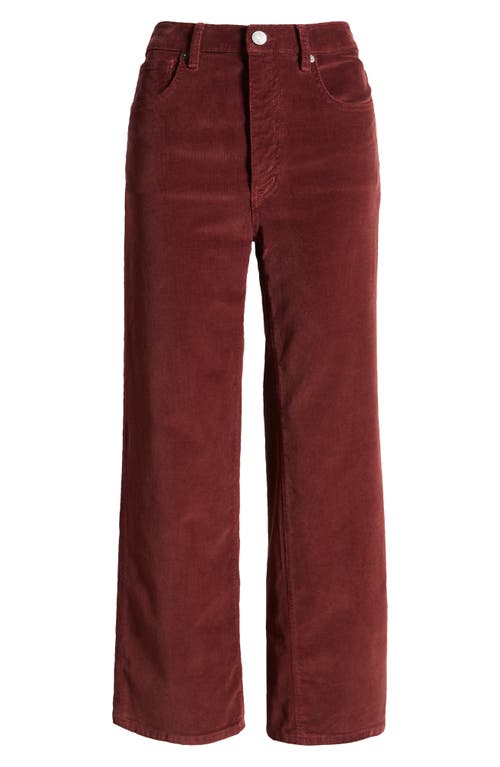 Shop Frame Le Sleek Corduroy Ankle Straight Leg Pants In Dark Burgundy