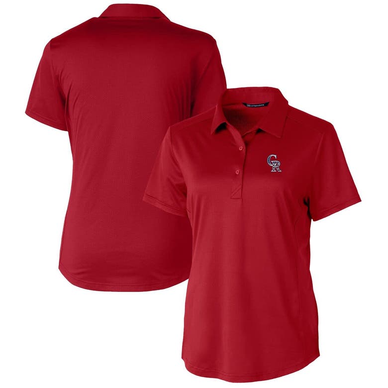 Shop Cutter & Buck Cardinal Colorado Rockies Americana Logo Prospect Drytec Textured Stretch Polo