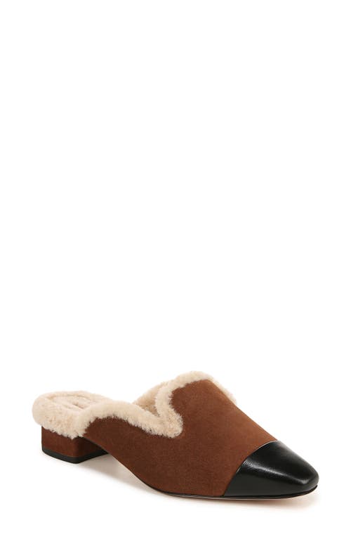 Shop Veronica Beard Cecile Genuine Shearling Mule In Cedar/black