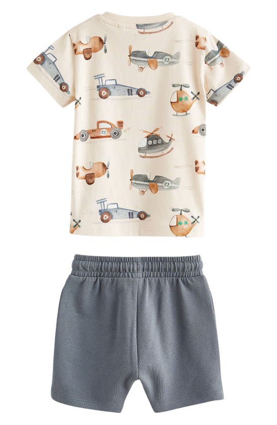 Shop Next Kids' Car Print Cotton T-shirt & Shorts Set In Natural