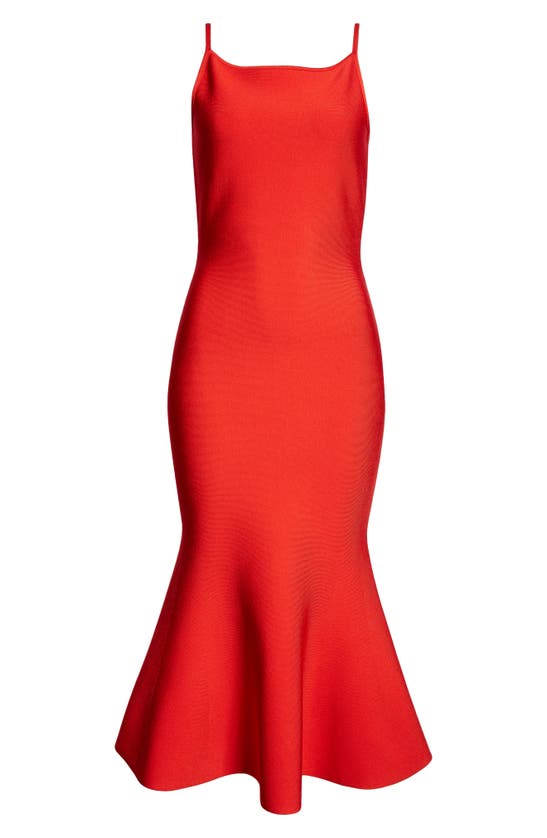 Shop Alexander Mcqueen Knit Mermaid Midi Dress In Lust Red
