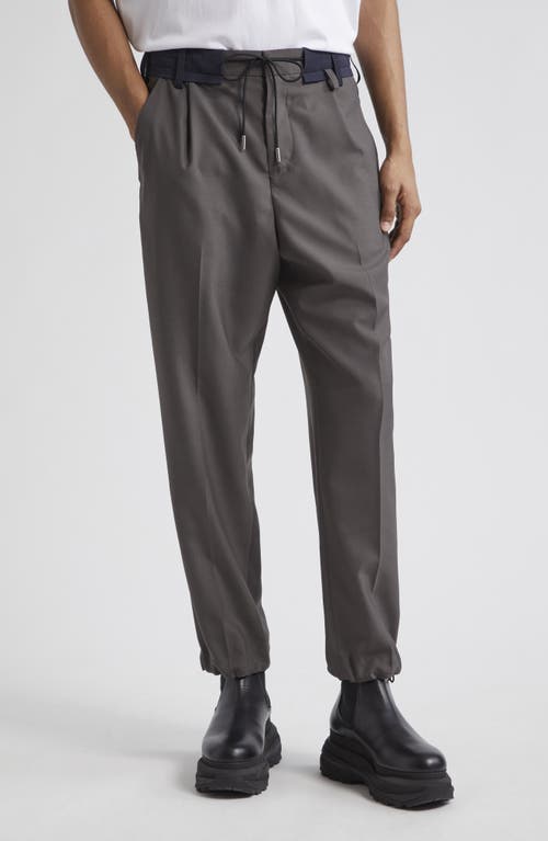 Sacai Drawstring Waist Suiting Pants Taupe at Nordstrom,