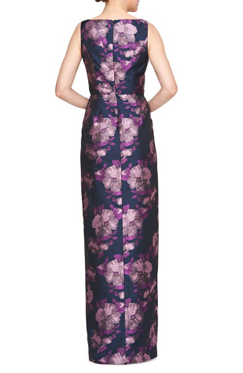 Shop Kay Unger Kennedy Column Gown In Dark Ink/wisteria