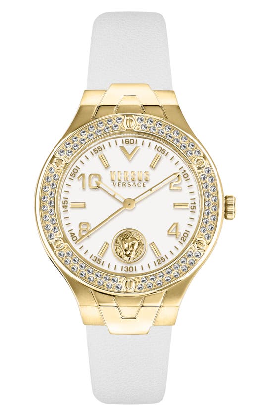 Versus Vittoria Crystal Bracelet Watch, 38mm In Yellow Gold/ White