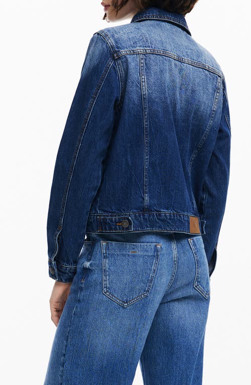 Desigual Floral Trucker Denim Jacket In Blue