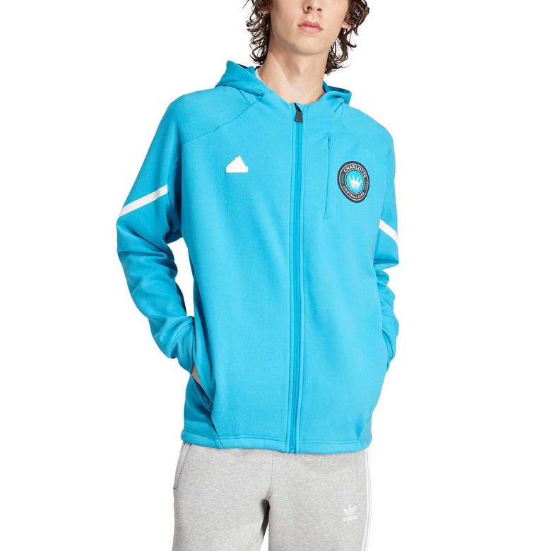 Shop Adidas Originals Adidas Blue Charlotte Fc 2024 Anthem Travel Raglan Sleeve Full-zip Jacket