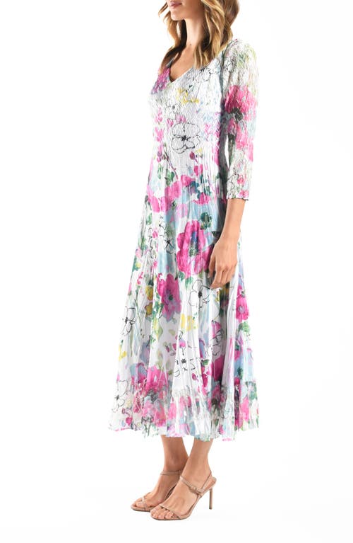 Shop Komarov Charmeuse & Chiffon A-line Dress In Fresh Bouquet