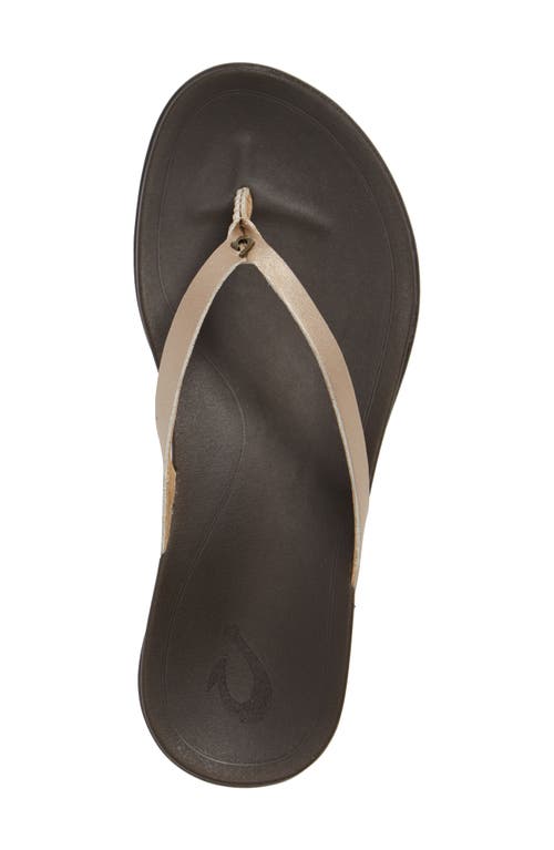 Shop Olukai Ho Opio Leather Flip Flop In Bubbly/dark Java Leather