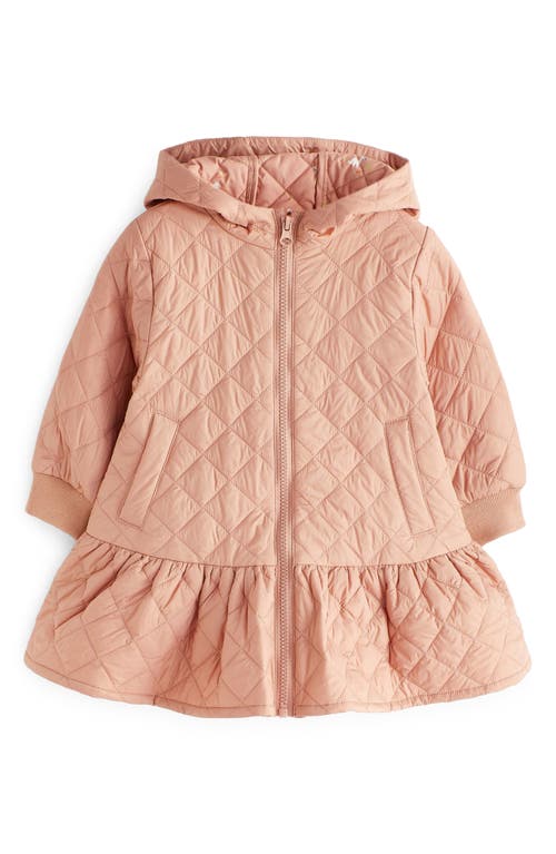 Shop Next Kids' Hooded Quilted Skirted Jacket In Blush