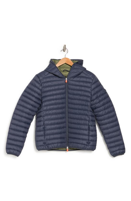 Save The Duck Duffy Water Resistant Hooded Puffer Jacket In Blue | ModeSens