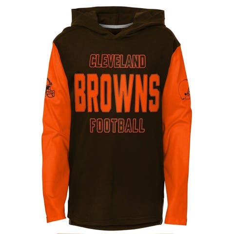 Outerstuff Youth Brown Cleveland Browns Heritage Long Sleeve Hoodie T-Shirt