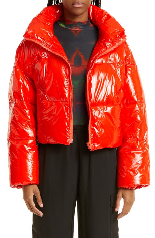 BY.DYLN Morris Crop Puffer Jacket in Red