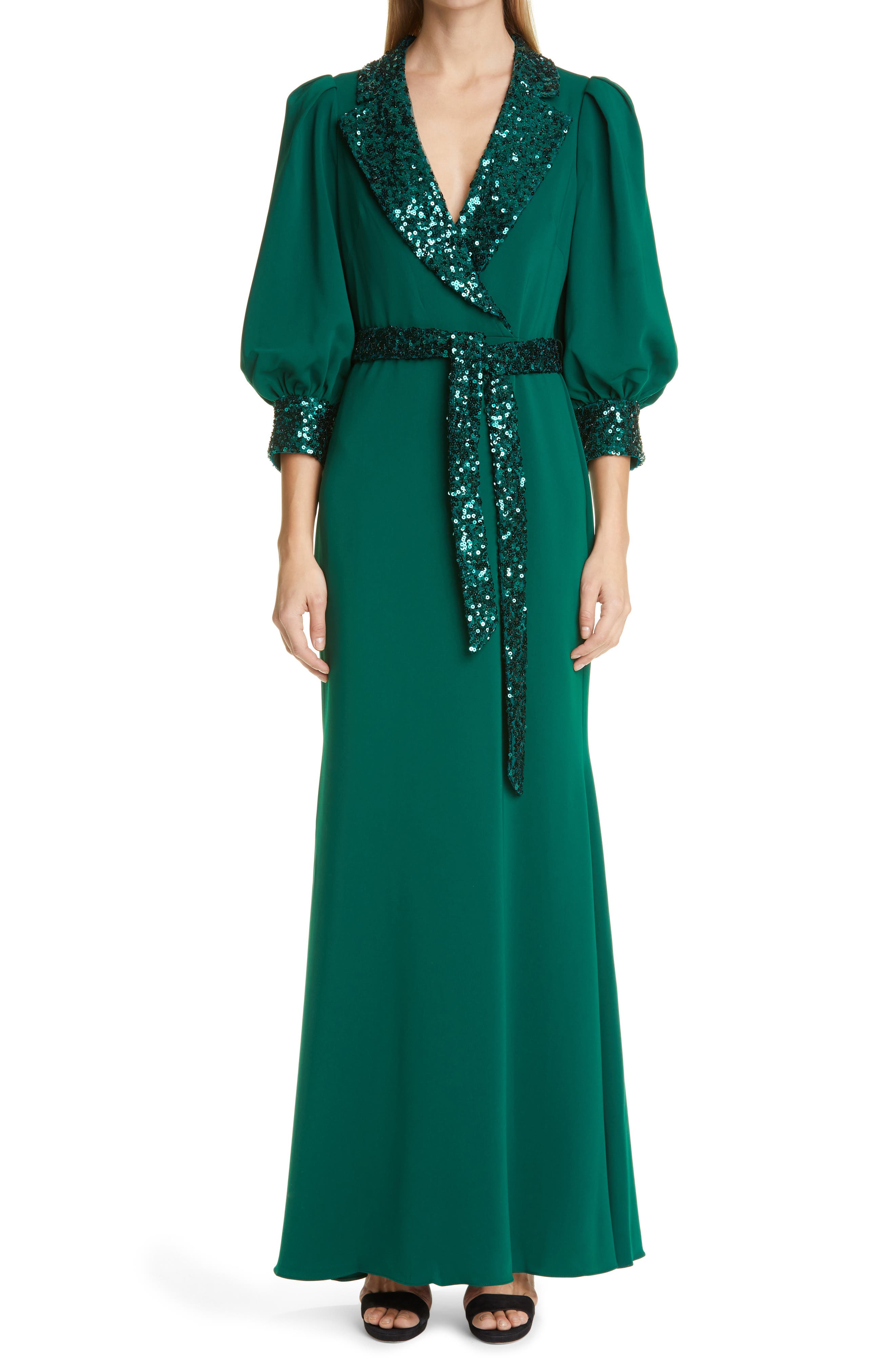 badgley mischka emerald sequin dress