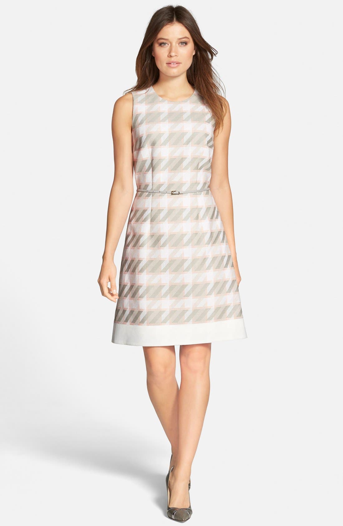 BOSS 'Diemoni' Belted Houndstooth Tweed ALine Dress Nordstrom