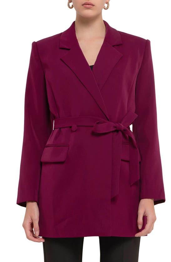 Shop Endless Rose Belted Blazer In Wine