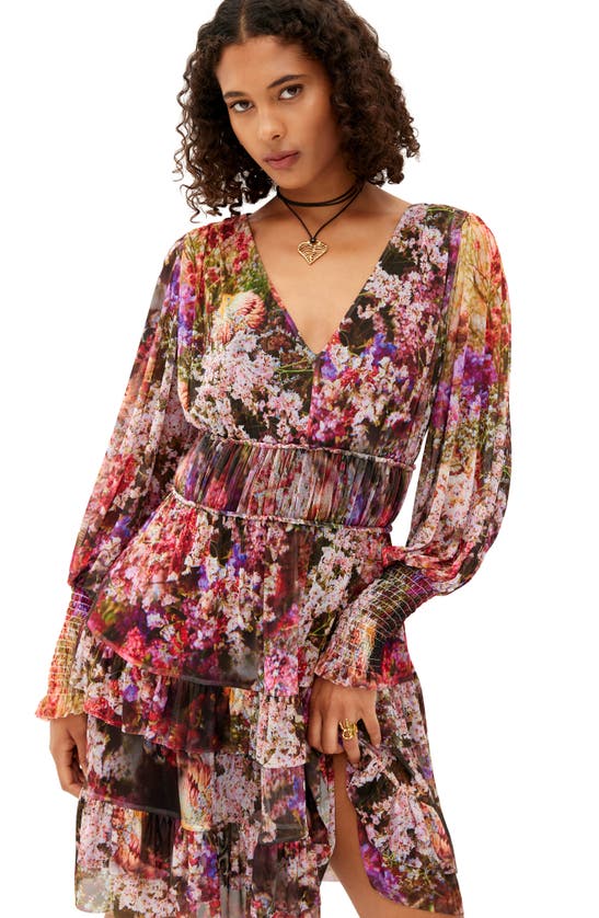 Desigual Azalea Floral Print Long Sleeve Minidress In Mix
